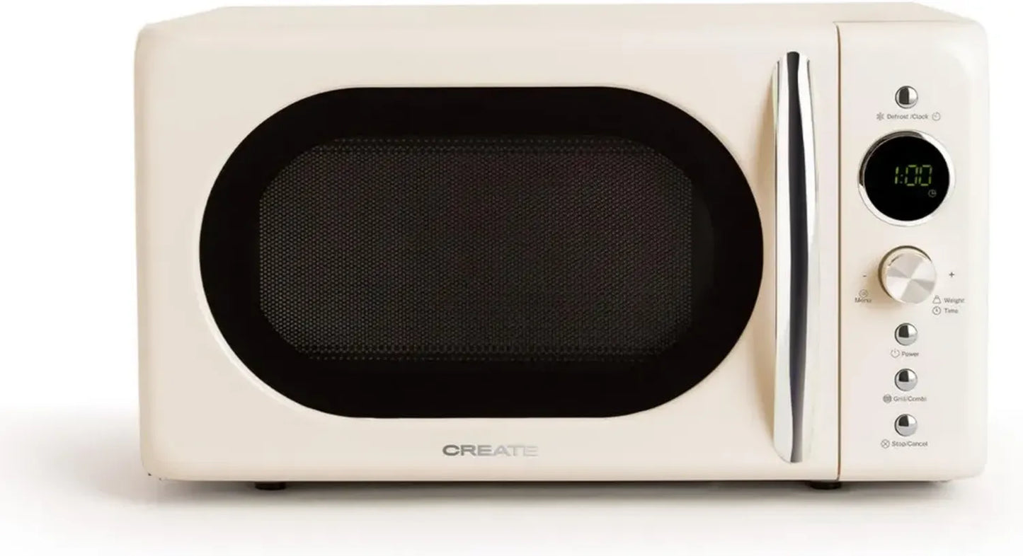 Micro-ondes rétro avec grill, 20L, écran LCD, 900W