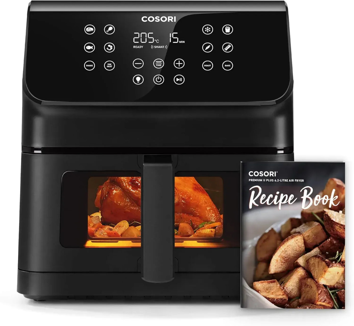Friteuse à Air COSORI 6.2L avec Fenêtre, 12 Fonctions, Économie d'Énergie, Silencieuse, Écran Tactile LED