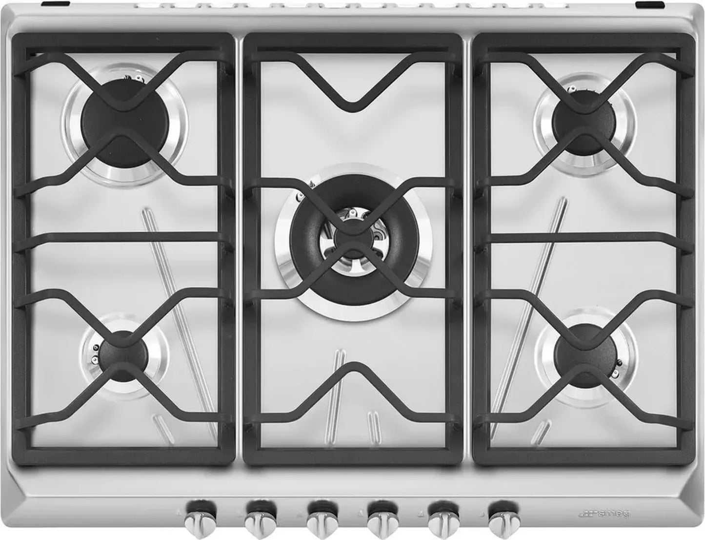 Plaque de Cuisson à Gaz SMEG SRV576O, Acier Inoxydable, Design Universel