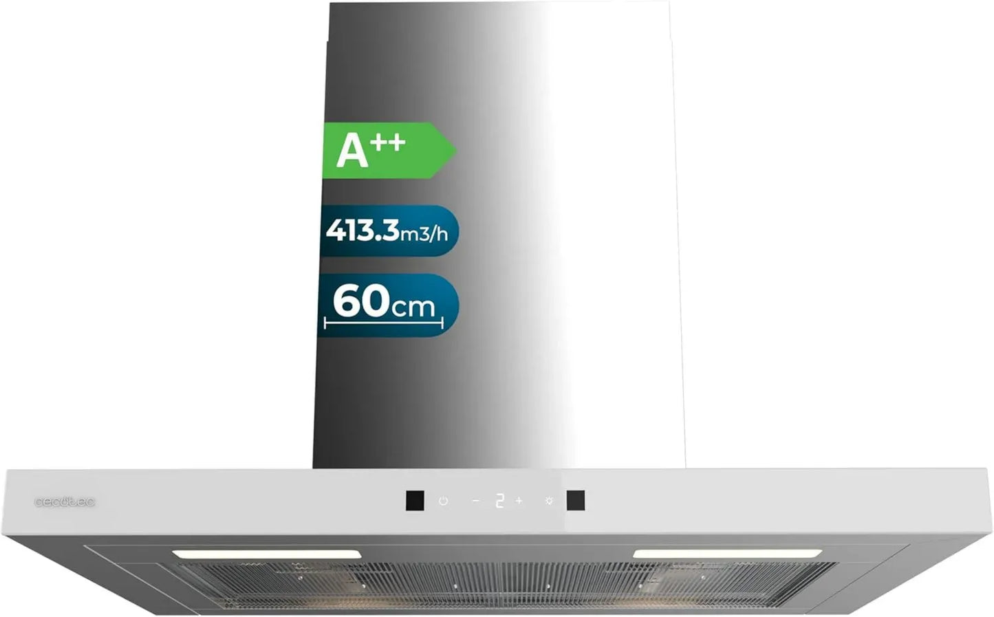 Hotte Aspirante Cecotec Bolero Flux TT 60 cm Inox A++ avec Contrôle Tactile et Fonction Booster