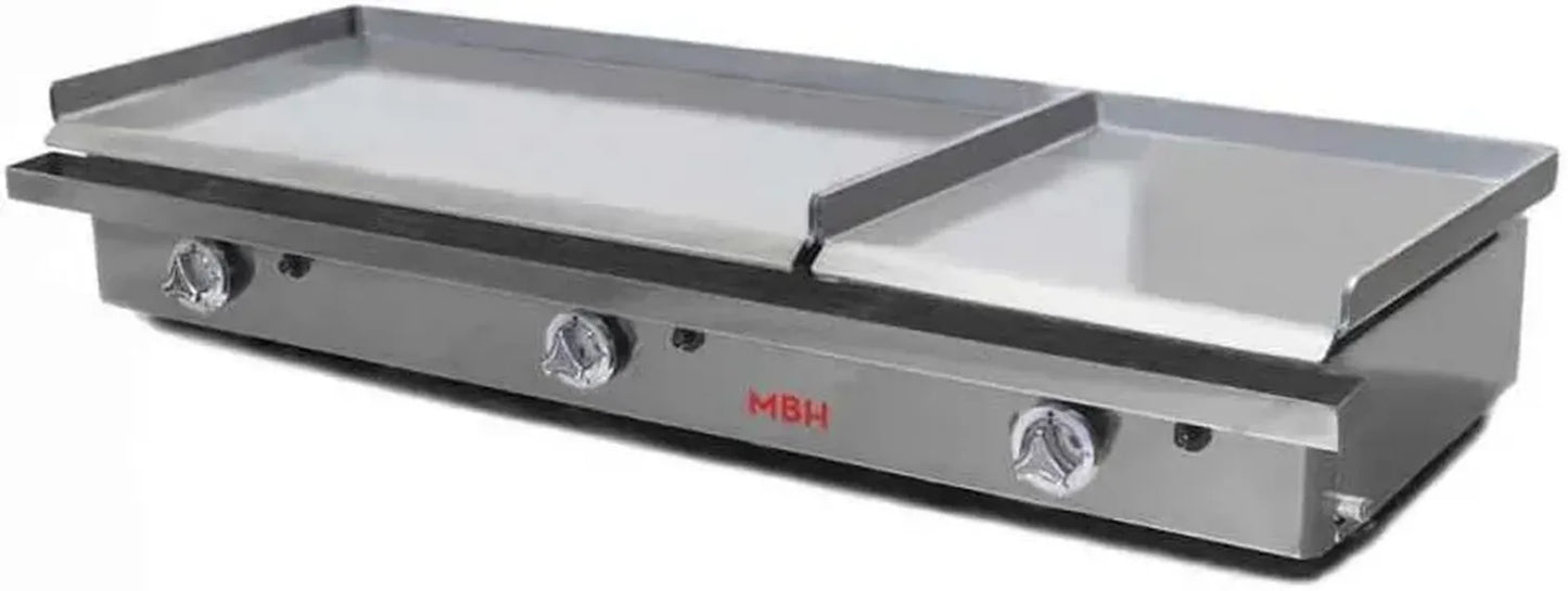 Plancha professionnelle à gaz 80 cm Acier laminé - Double zone pour bar et restaurant