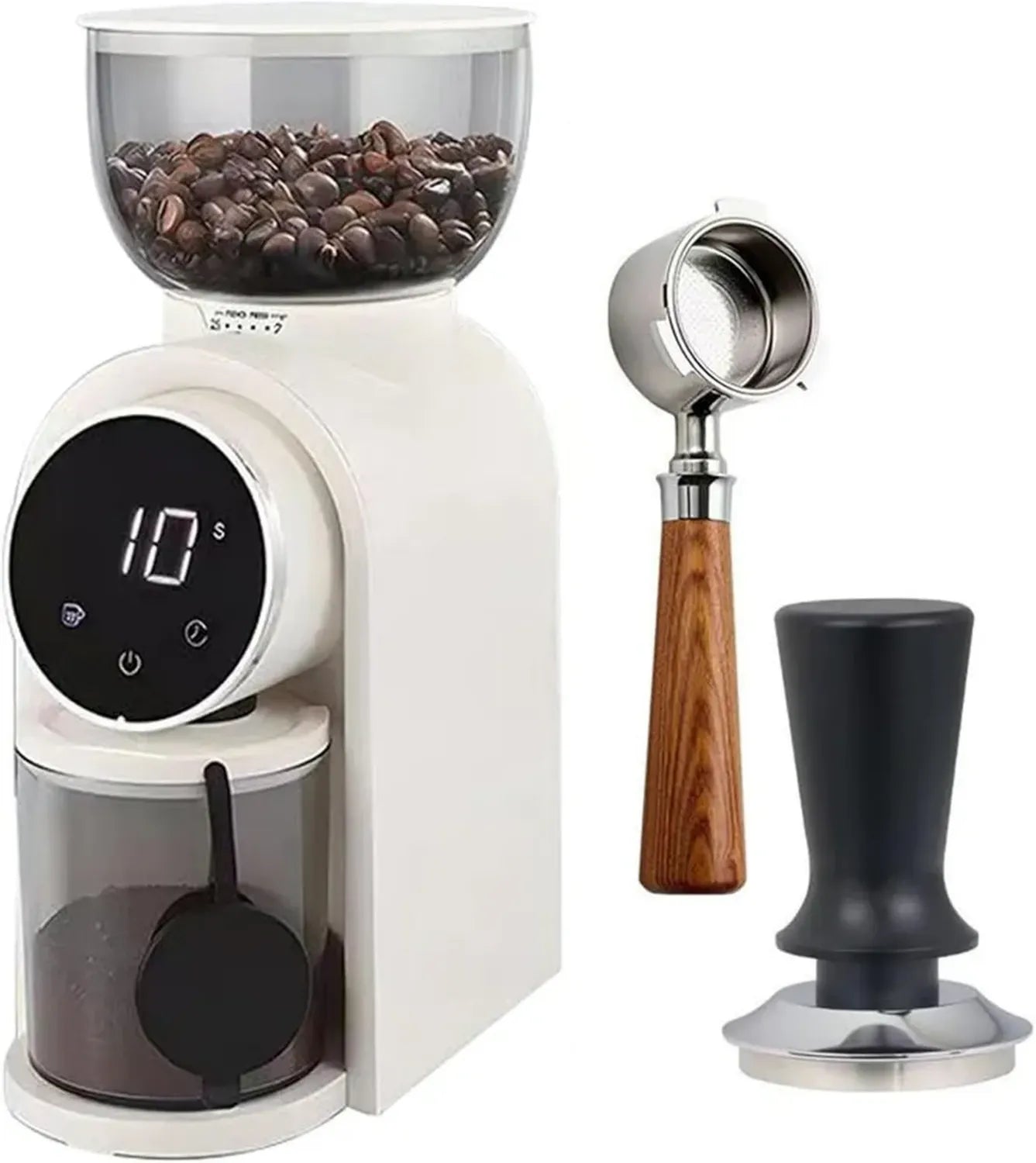 PEIXEN Machine à Café Électrique 80 W - Moulin à Café 250 g avec 25 Réglages pour Espresso, Café Goutte à Goutte, Presse Française, Café Américain - Blanc