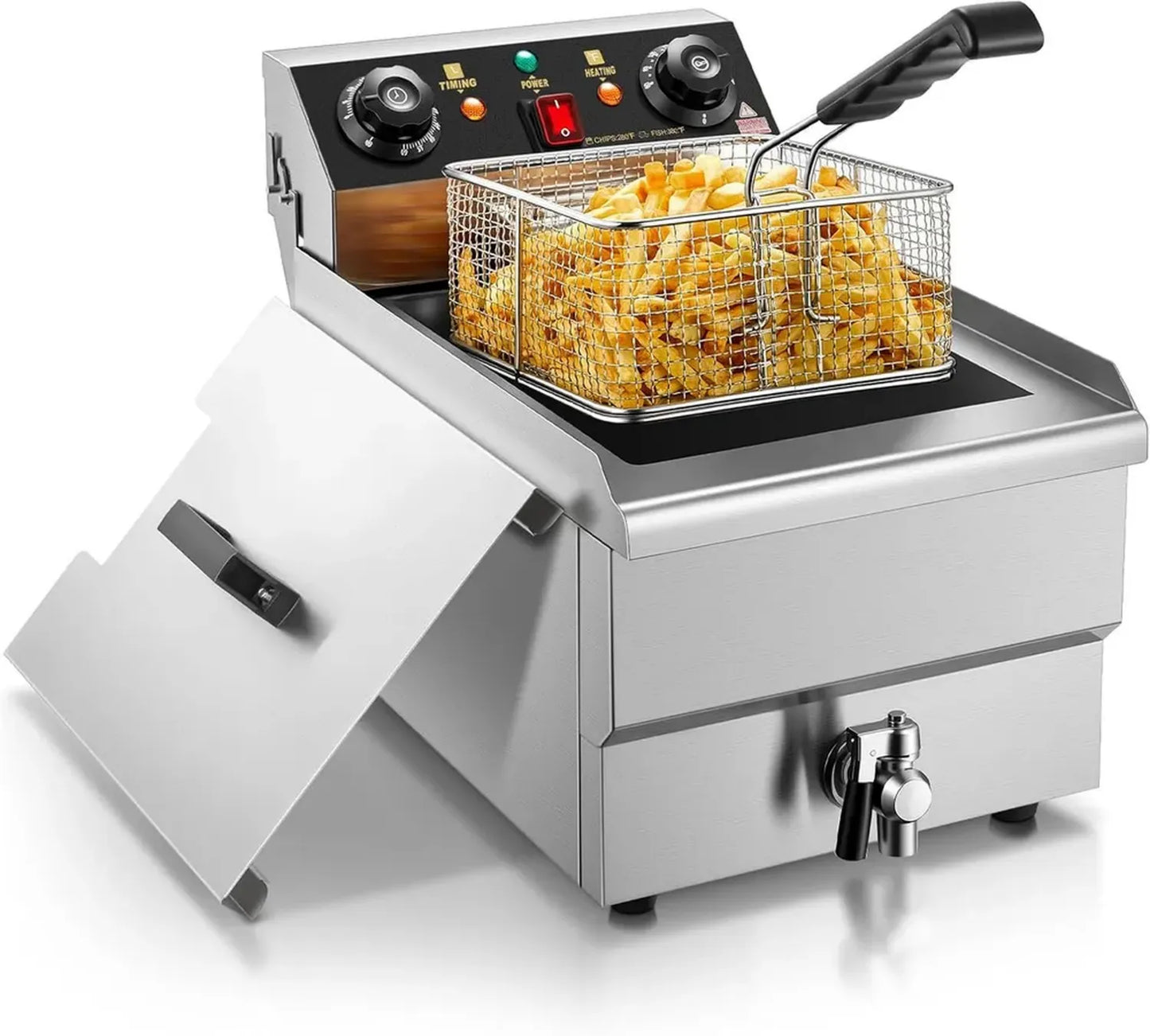 Friteuse Professionnelle 11L avec Minuterie et Contrôle Thermique, 3000W