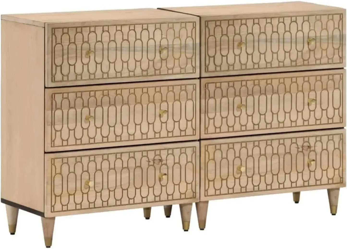 Buffet rétro en bois massif avec motif floral sculpté, 60 x 33 x 75 cm