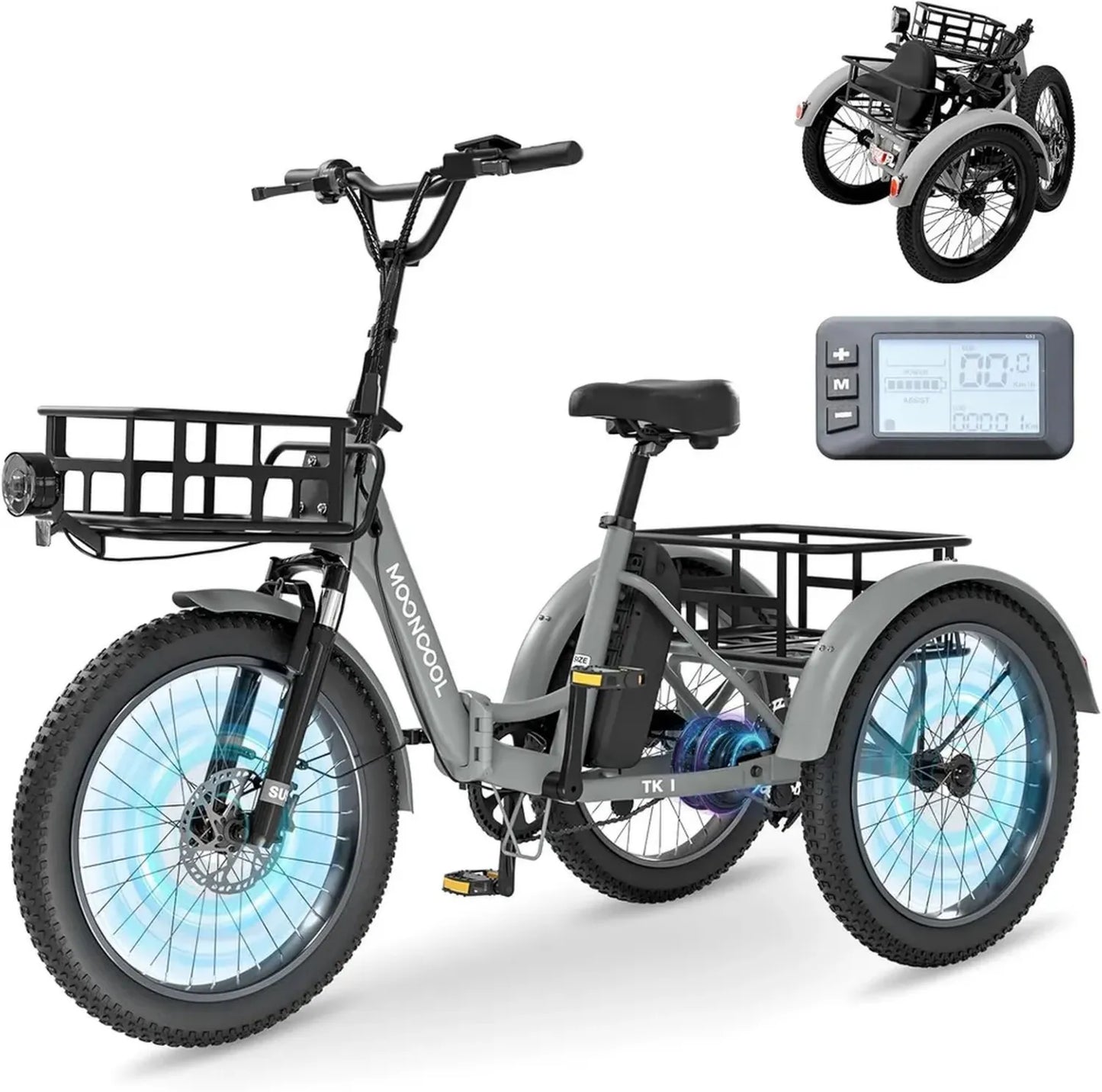 Vélo Électrique Pliable 20' MOONCOOL pour Adultes avec Batterie 36V 20Ah, Moteur 250W, Écran LCD, Jusqu'à 25 km/h, IP65, 45 Nm, Grand Panier