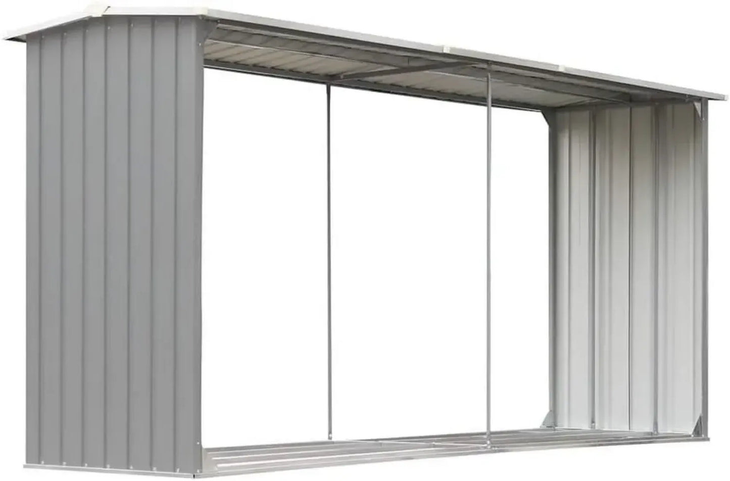 Abri de Rangement en Acier Galvanisé pour Bois 330x92x153cm, Gris