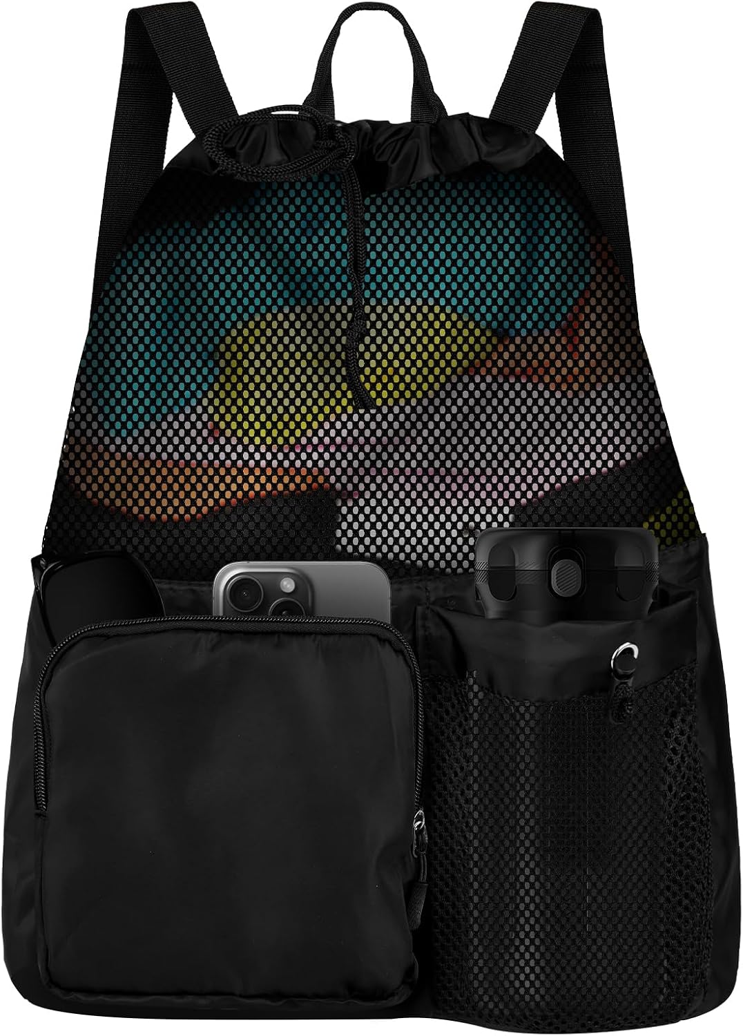 Sac de sport à cordon — pour femme, pour homme, pliable, format léger, noir