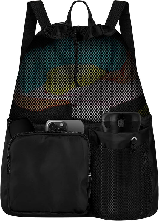 Sac de sport à cordon — pour femme, pour homme, pliable, format léger, noir