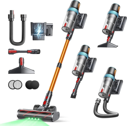 Aspirateur Balai sans Fil 600W, 50KPA, 65 Minutes avec Écran Intelligent, Charge Murale, Brosse Anti-emmêlement pour Tapis, Sols Durs et Poils d'Animaux
