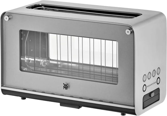 Grille-pain WMF Lono Vitré, 2 Tranches, Acier Inoxydable, Chauffe-viennoiseries, Brunissage Réglable