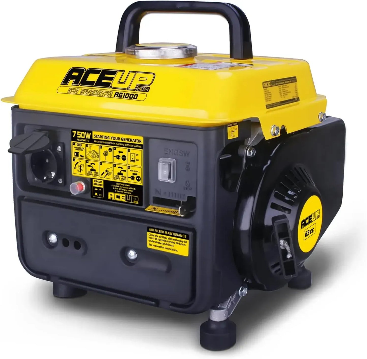 Générateur Portable 750W Essence, Secours 230V, Ultraléger 15,9 kg