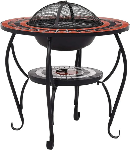 Table de jardin en mosaïque en terre cuite et blanc 68 cm