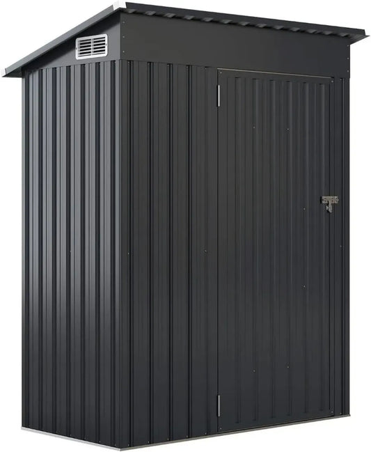 Abri de Jardin Moderne en Acier Galvanisé Gris avec Ventilation, 150 x 90,5 x 185 cm