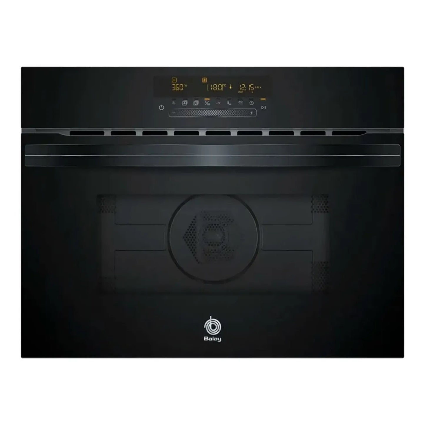 Balay Four Compact Inox 45cm avec Micro-ondes et 15 Programmes, Nettoyage Aqualisis, Design Verre Noir