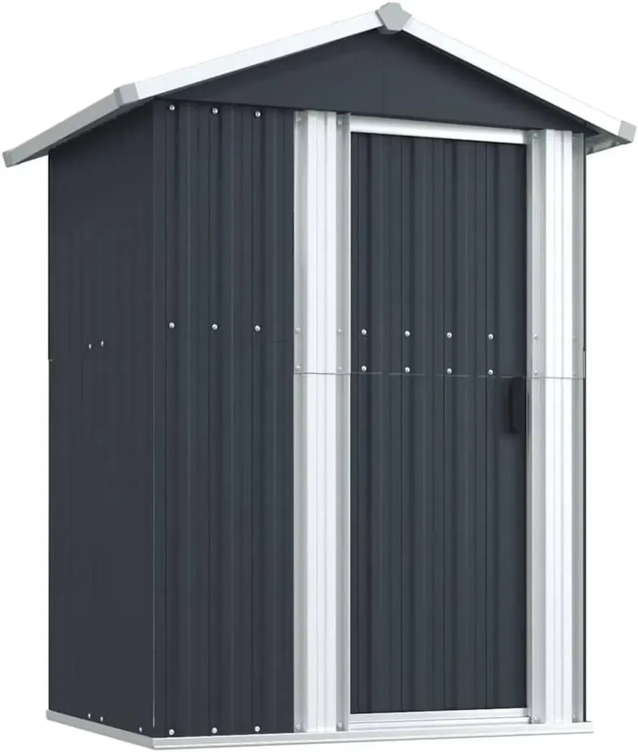 Abri de Jardin en Acier Galvanisé Anthracite 126x98x177 cm, Rangement Extérieur pour Outils