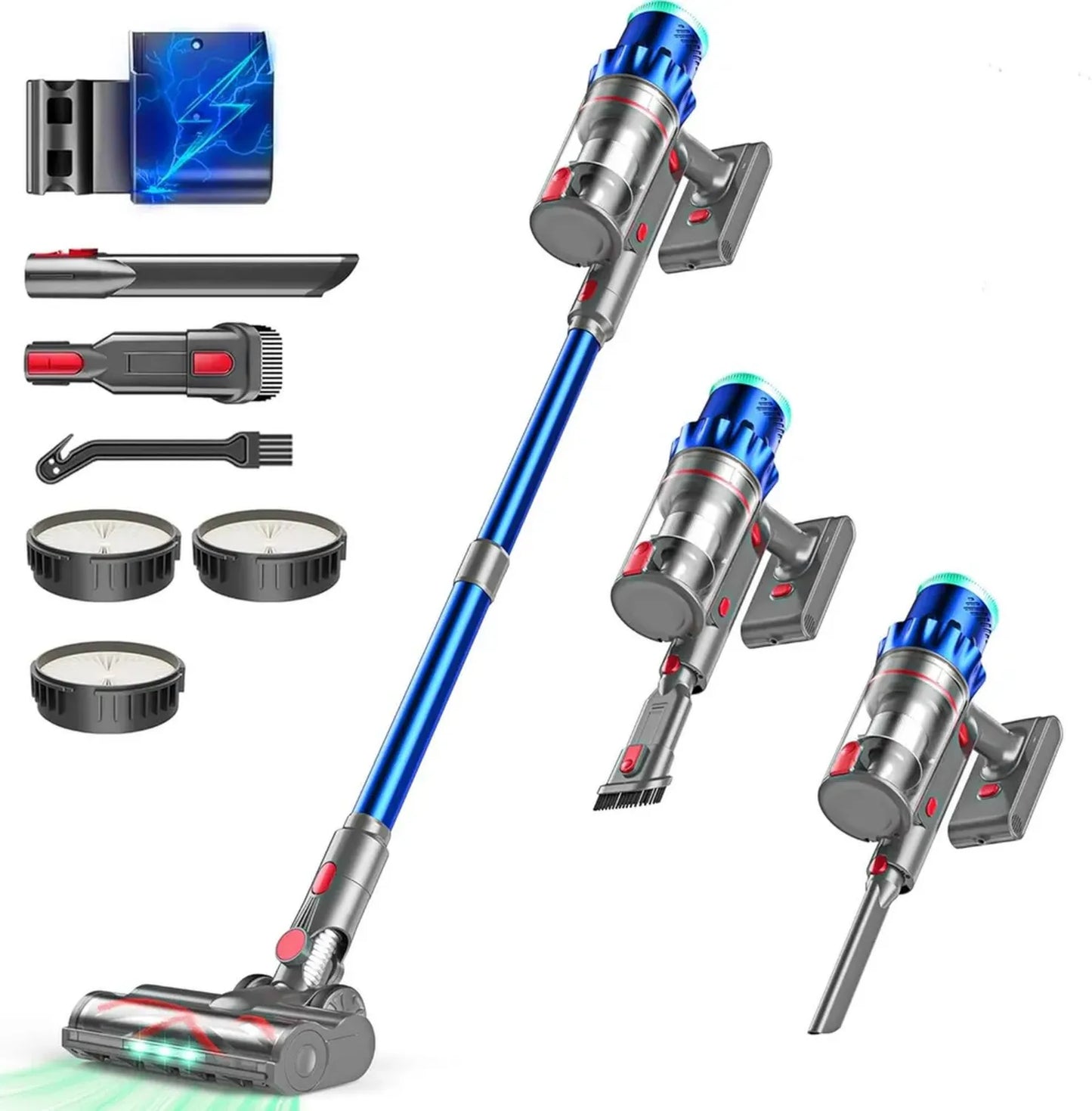 Aspirateur Balai Sans Fil 550W, Puissance 48000Pa, Autonomie 60 Min, Technologie GreenEye, Brosse Anti-emmêlement, Réservoir 1,5L, Idéal pour Poils d'animaux, Tapis et Sols Durs