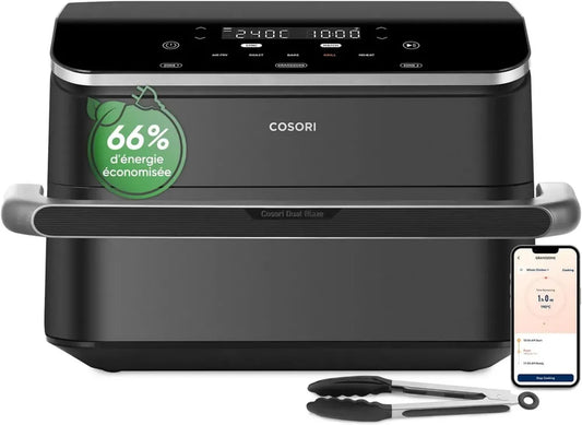 COSORI Friteuse à Air 10L avec Double Résistance, Cuisson Saine Sans Huile, Airfryer Multifonction Dual Zone avec Séparateur Amovible, Grande Capacité, Température Réglable 40-240°C, 70 Recettes Incluses