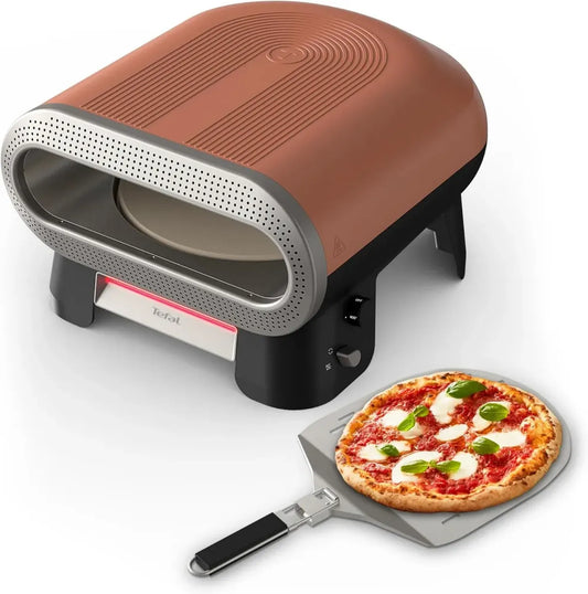 Four à pizza électrique Tefal, pierre rotative, jusqu'à 400°C, multifonction avec pelle incluse