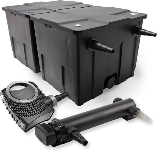Kit complet SunSun pour bassin: Filtre biologique CBF-350B, Pompe de filtration NEO10000 10000l/h 80W, Clarificateur UVC CUV-336 36W
