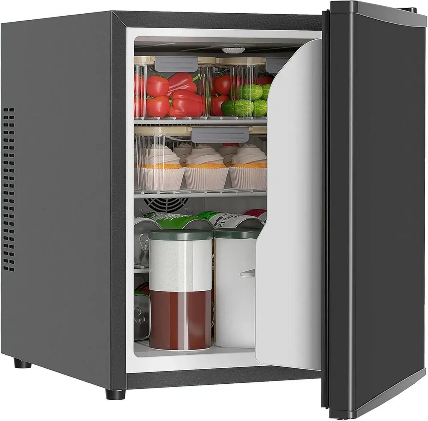 Mini Réfrigérateur 44L HOMCOM avec Thermostat Ajustable, Étagères Réglables et Éclairage LED, Noir