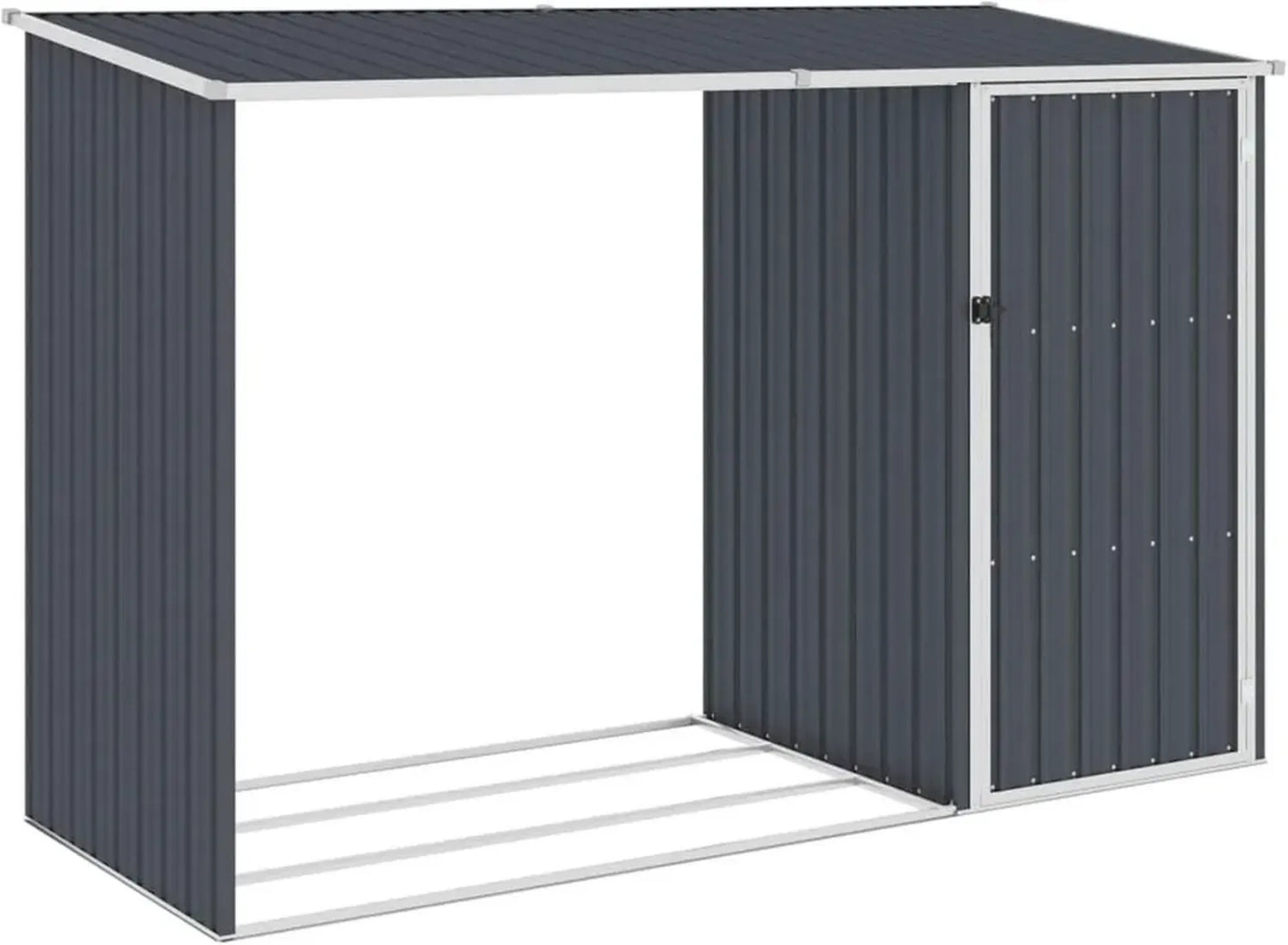 Abri de Jardin pour Bois de Chauffage en Métal Anthracite 245x98x159 cm