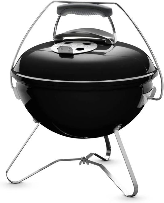 Weber Barbecue Portable au Charbon Smokey Joe Premium, Émail Porcelaine, Surface de Cuisson 37 cm, Poignée Tuck-N-Carry, Noir