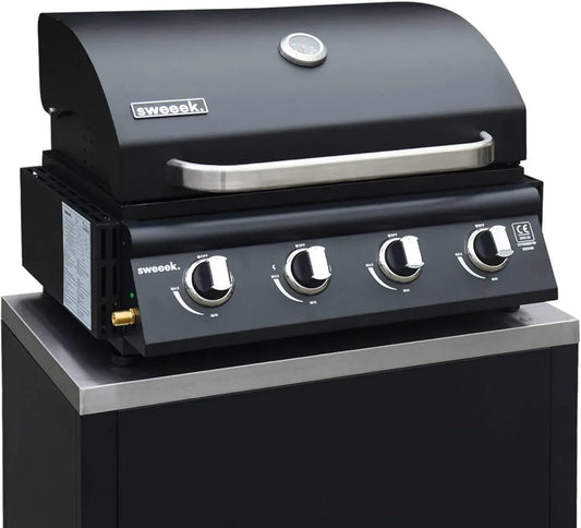 Grill à Gaz 4 Brûleurs avec Récupérateur de Graisse - Portable et Pratique