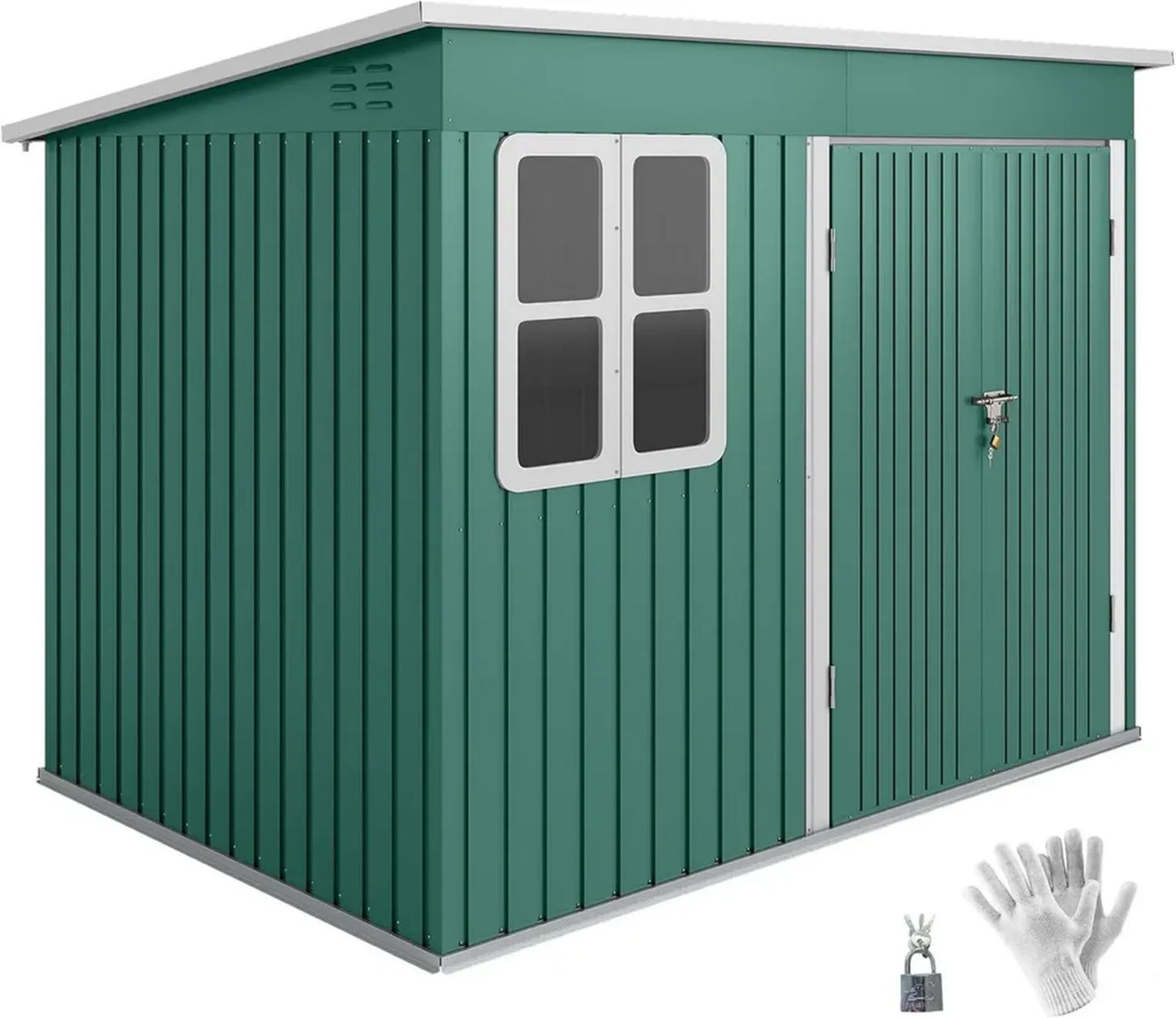 Outsunny Cabane de Jardin en Métal 4,13 m² avec Fenêtre et Aérations, Porte Verrouillable, 260x177x190 cm